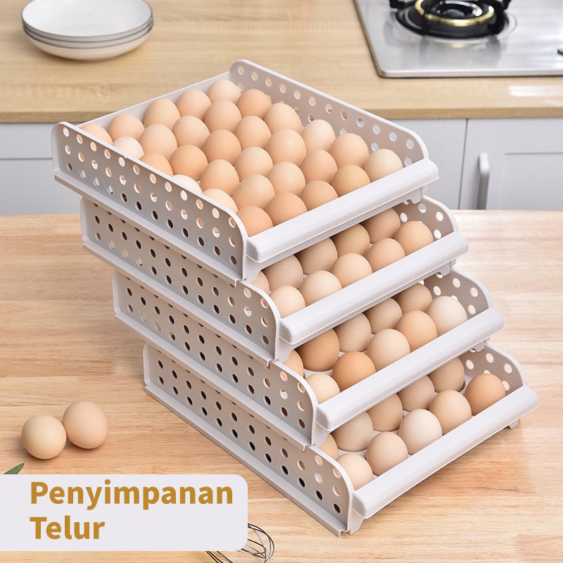 Kotak Telur / Rak Tempat Penyimpanan Telur Rak Telur Plastik 1 Tingkat Egg Box [1KG=4PCS] DD84 COD