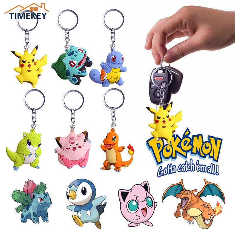 TK Cute Cartoon Pokémon PVC Keychains Lovely Backpack Pendant Pikachu Key Chains