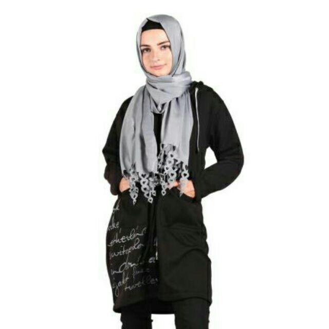 JAKET WANITA MUSLIMAH HIJACKET® URBANASHION ORIGINAL JAKET HIJABER NO.1 DI INDONESIA-RAVEN BLACK