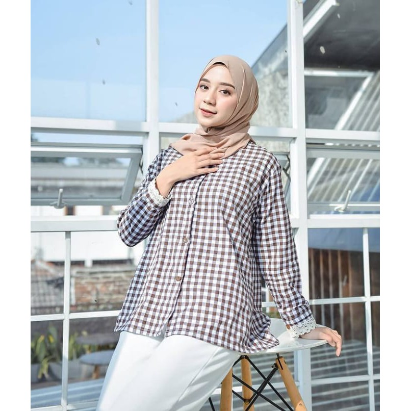 ALFAZZA STORE RIANA BLOUSE ATASAN BLOUSE WANITA TERBARU FASHION TRENDY  BAHAN KATUN KOTAK PREMIUM XL