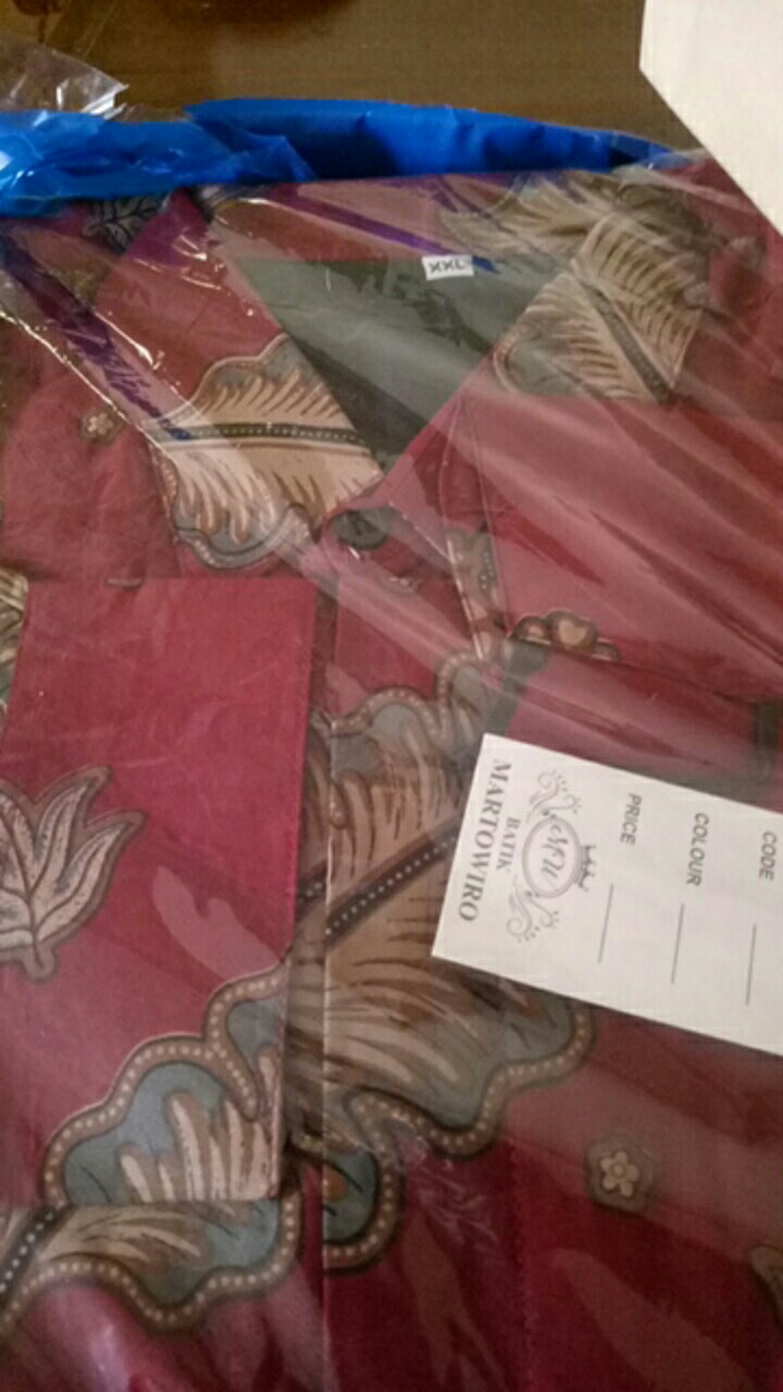 Cod Kemeja Batik Pria Furing Braja Lengan Panjang Merah Maron Kamulyan Modern