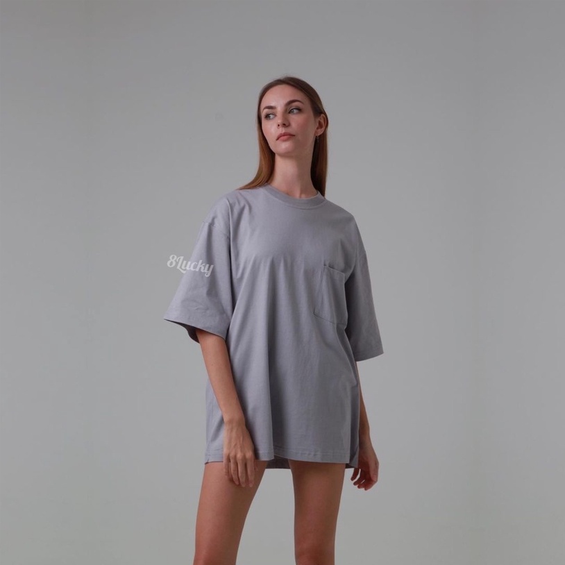 WFL T-shirt Kaos Oversized Pocket Saku Kantong Depan Polos Ashgrey Abu muda Tebal Lembut Unisex Wani