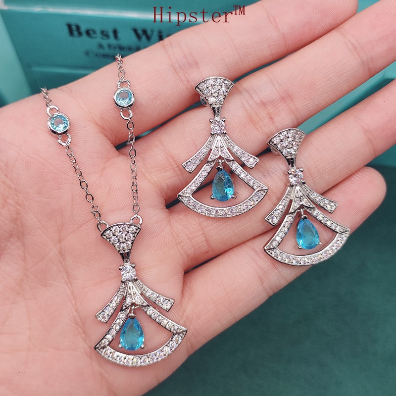 Women's High-Grade Necklace Set Topaz Earrings