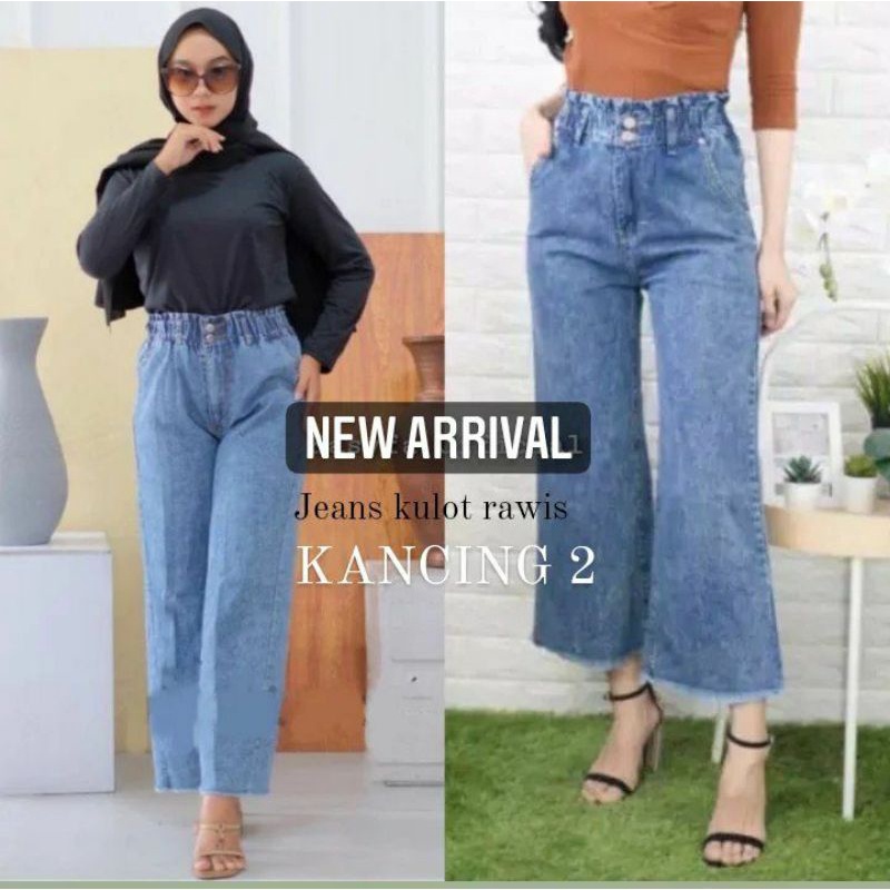 Terlaris Kulot Jeans Rawis Kancing 2