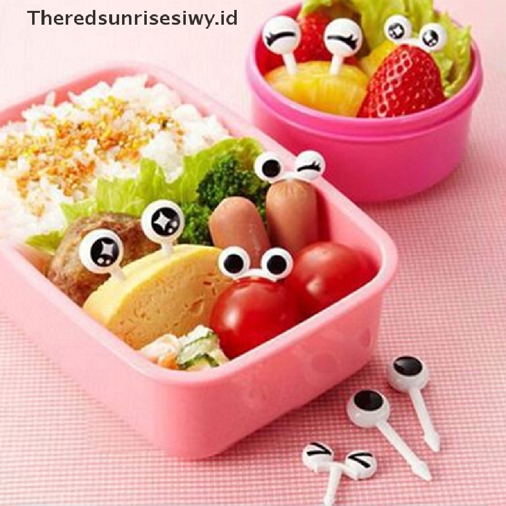 # Alat Rumah Tangga # 10pcs / Lot Garpu Buah Desain Kartun Mata Bahan Plastik Untuk Dekorasi Bento