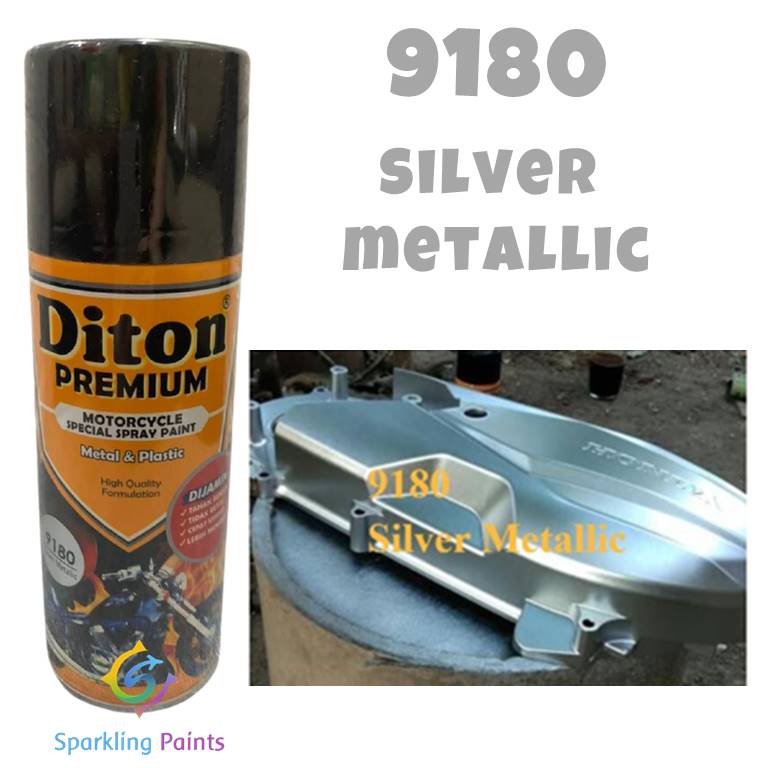 Pilox Diton Premium 9180 Silver Metallic Cat Pilok Silfer Metalik Tahan Bensin 400ml