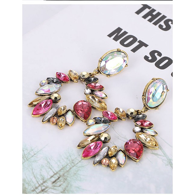 LRC Anting Tusuk Fashion Color Metal Flower Earrings A59991