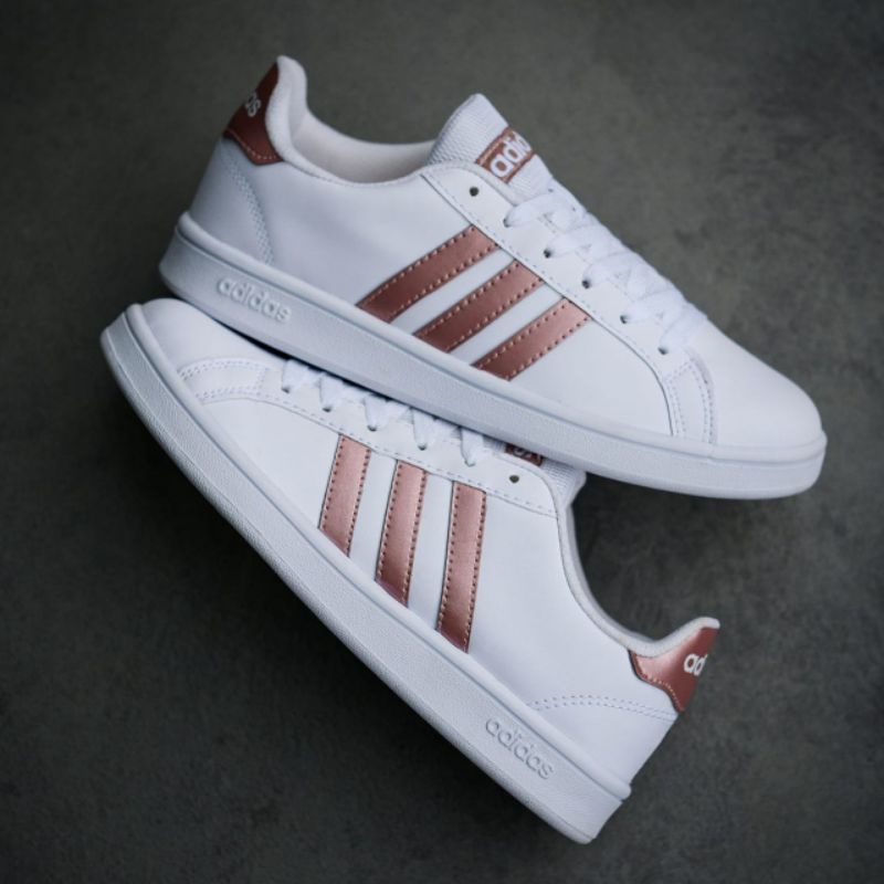 Adidas Grand Court White List Rose Gold Original Sneakers Wanita