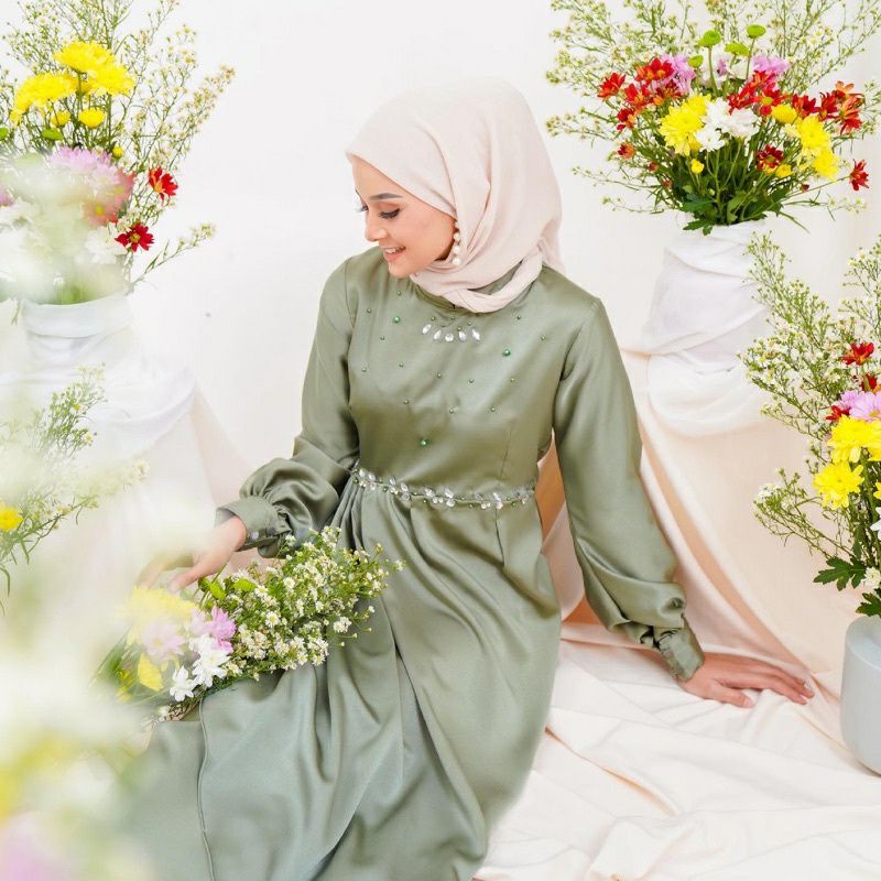 DRESS STELA BROKAT ANGGUN MAXMARA MURAH | SERAGAM BRIDESMAID COUPLE LEBARAN SIMPEL BROKAT