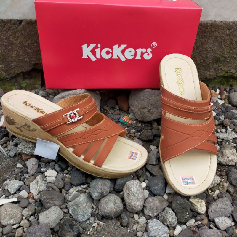 KICKERS SANDAL WANITA WEDGES Ban 2 Ukir