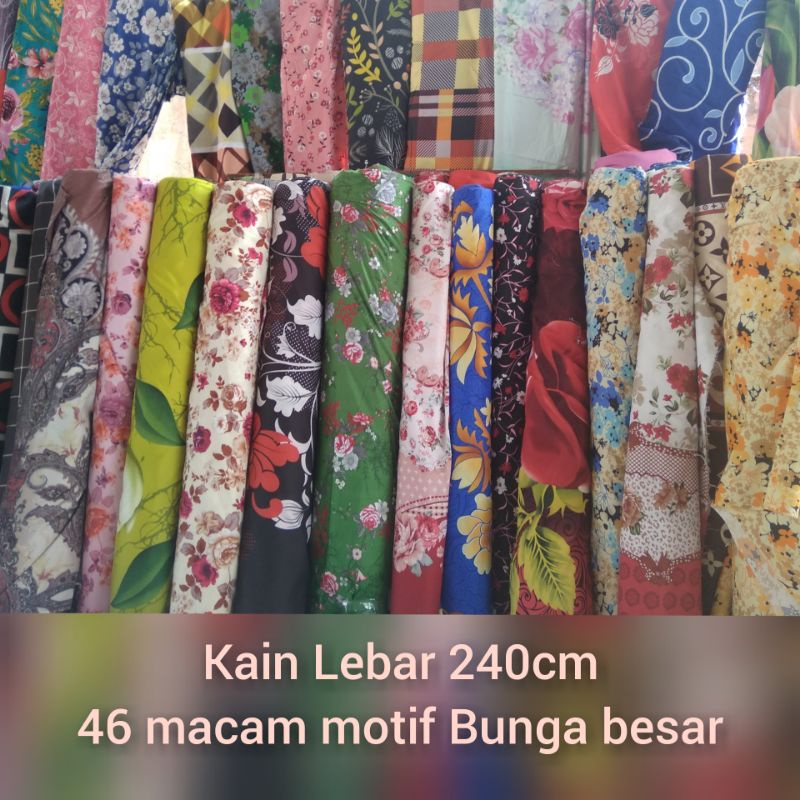 KAIN KATUN SPREI Harga per 50cmx240cm BAHAN POlYMICRO DISPERSE MOTIF BUNGA BESAR METERAN ECER MAWAR 