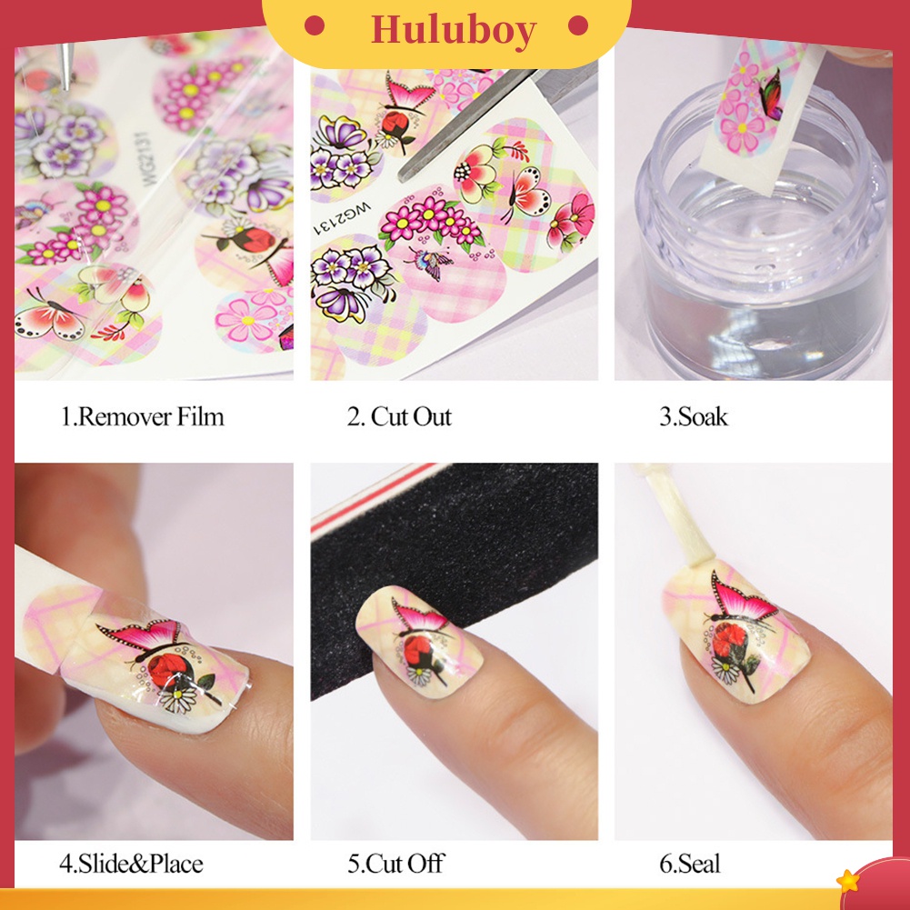 Huluboy Huluboy♡ Stiker Kuku 3D Motif Daun / Bunga Mawar / Hewan Untuk Dekorasi Manicure / Nail Art DIY