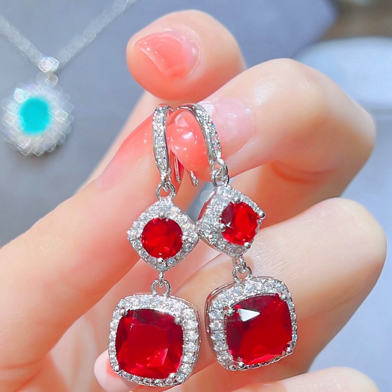 Anting Tusuk Gantung Panjang Minimalis Hias Kristal Cubic Zircon Bulat Untuk Wanita