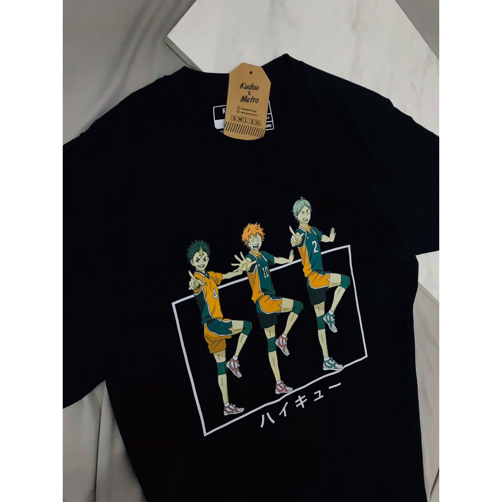 Tshirt Trio Baka Karasuno Anime Manga Haikyuu Premium Unisex