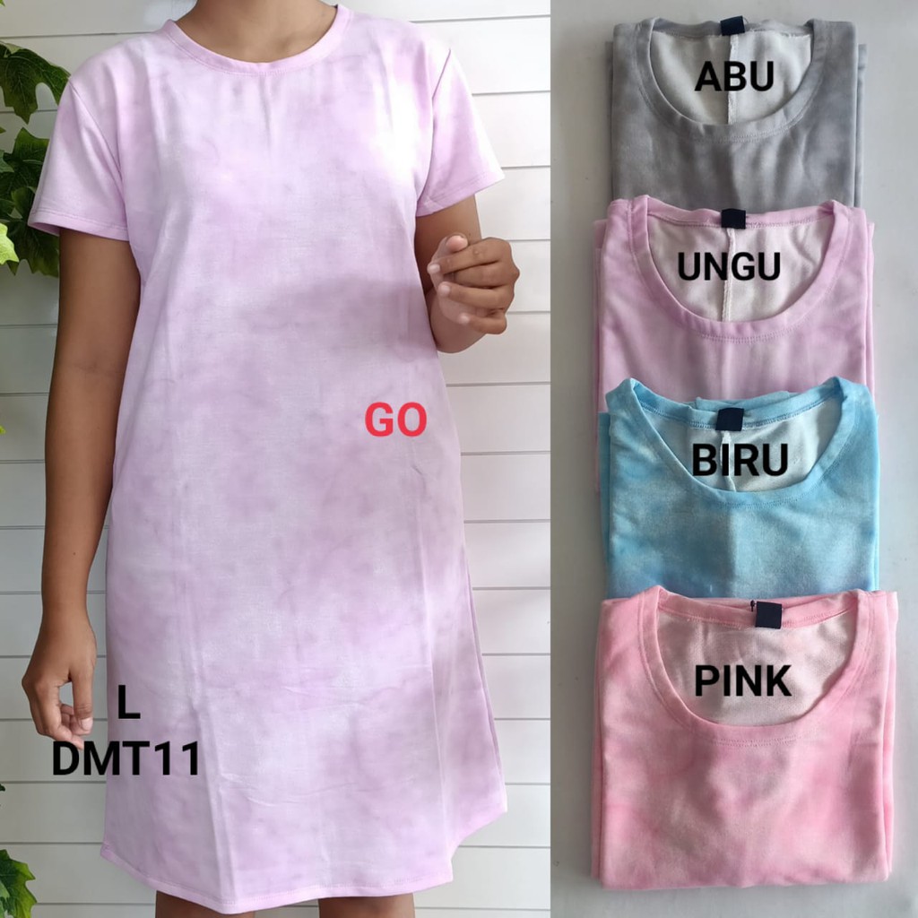 gof DMT LMN DRESS/DASTER Wanita Casual Bermotif Pakaian Perempuan Lengan Pendek