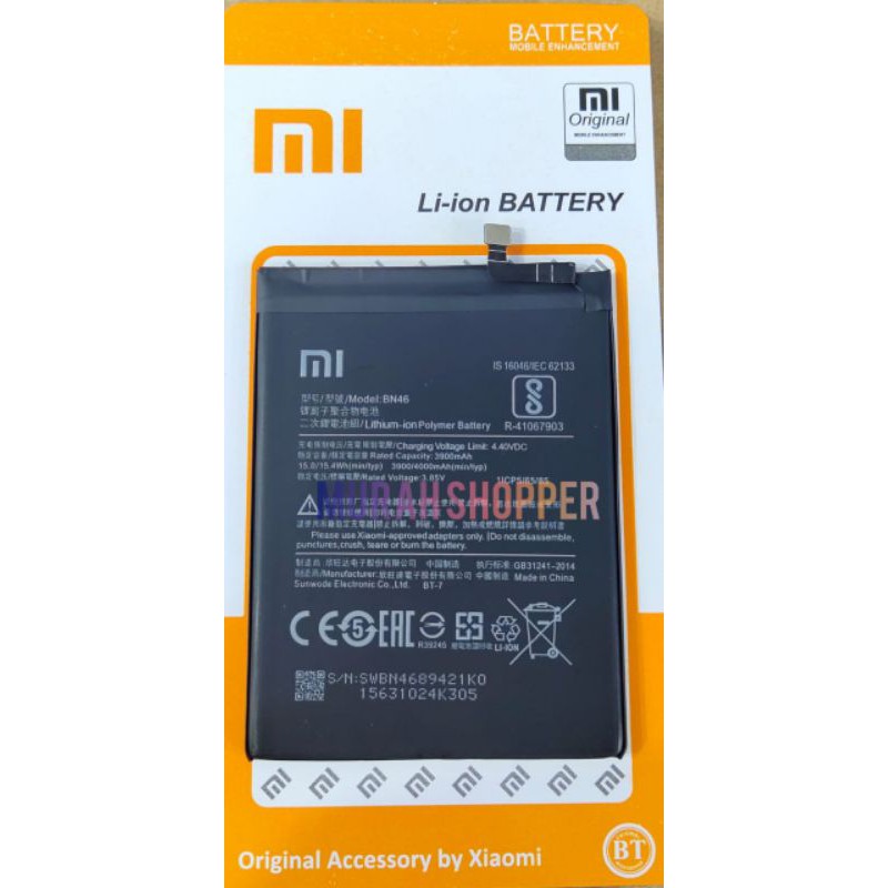 BATERAI XIAOMI REDMINOTE 8/REDMI 7/REDMINOTE 6. ORIGINAL. Bn46