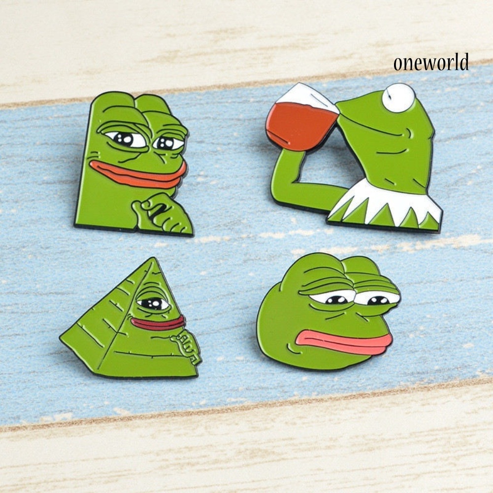 OW@ Funny Pepe The Frog Cartoon Enamel Brooch Pin Jewelry Badge Clothes Accessories