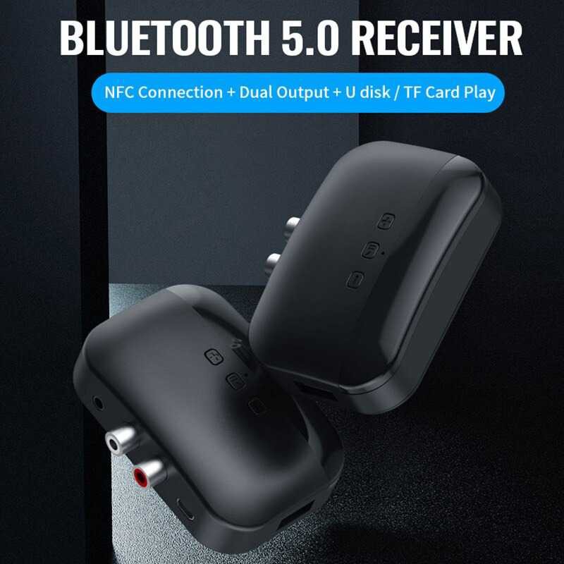 Audio Bluetooth 5.0 Receiver Adapter NFC RCA AUX Koneksi Wireless Bluetoth Universal Bluetoot Receiver Audeo Spiker Blutut Smartphone