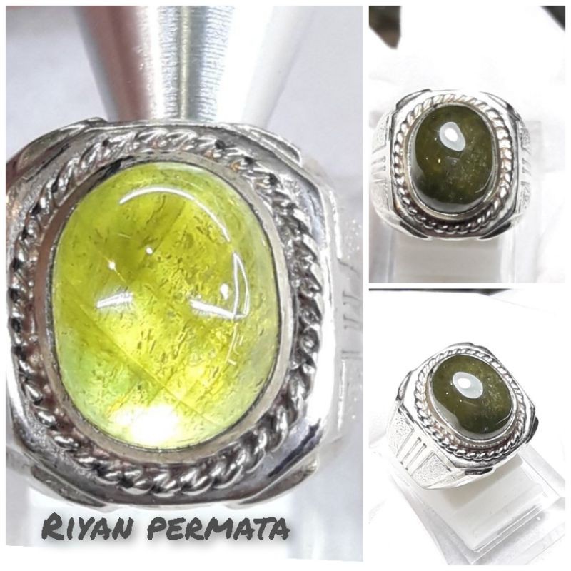 Natural batu cincin green safir