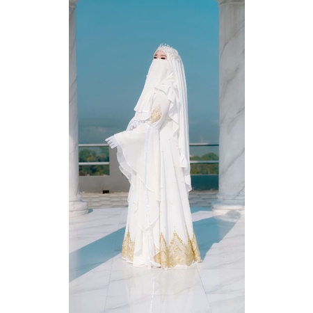 Baju Akad syari/ baju Walimah Almahyra set ori by wendasamara