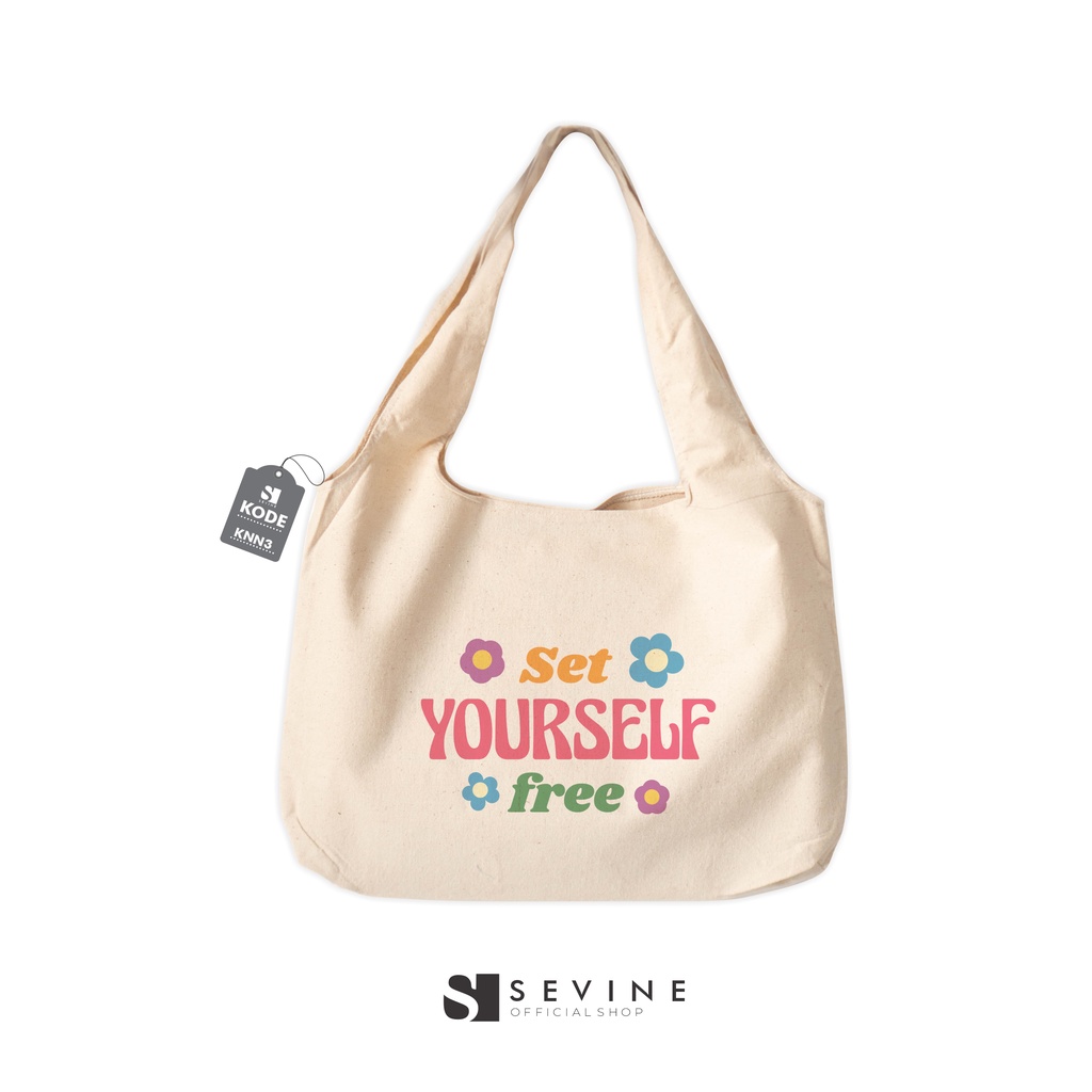 Sevine Totebag Kanvas Bonnie Tas Wanita Totebag Kuliah Laptop Quotes Vintage Danish Pastel Retro Motivation Aesthetic - KNN