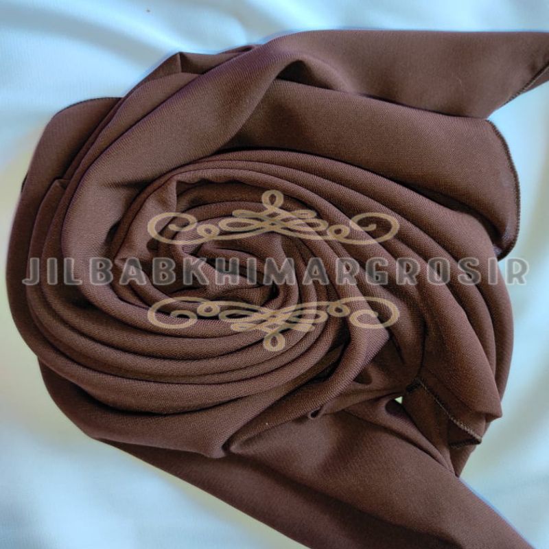 UK 200x75 Pashmina Jumbo Wolfis Italiano Ala Sabyan Malay Crepe Stretch Polos-Coklat