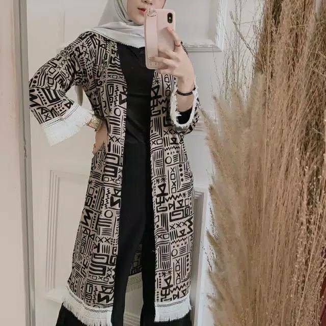 BKK OUTER FRINGE / OUTER CARDIGAN BOHEMIAN / KARDIGAN MOTIF ETNIK / OUTER IMPORT (BTC)