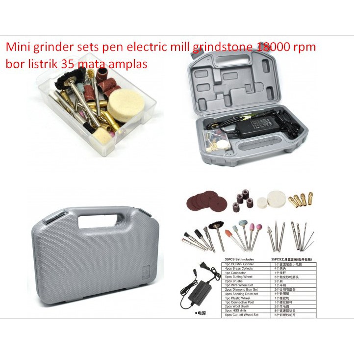 Mini grinder sets pen electric mill grindstone 18000 rpm bor listrik 35 mata amplas