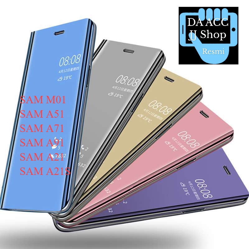 flip mirror standing samsung M01 A51 A71A91 A21 A21S Flip Cover Mirror Standing Case Smart View