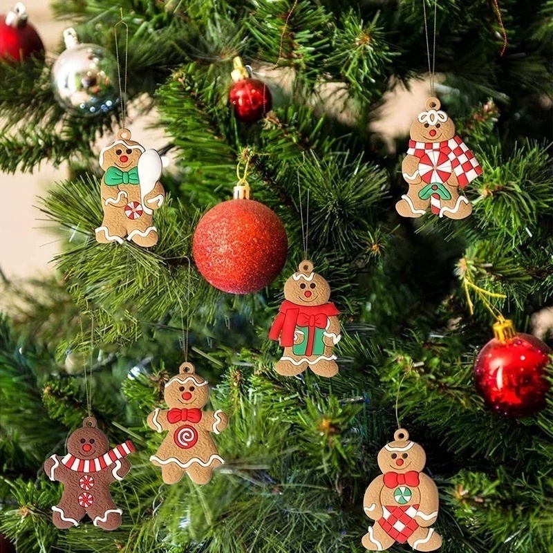 1 Set Ornamen Gantung Bentuk Gingerbread Man Untuk Dekorasi Pohon Natal
