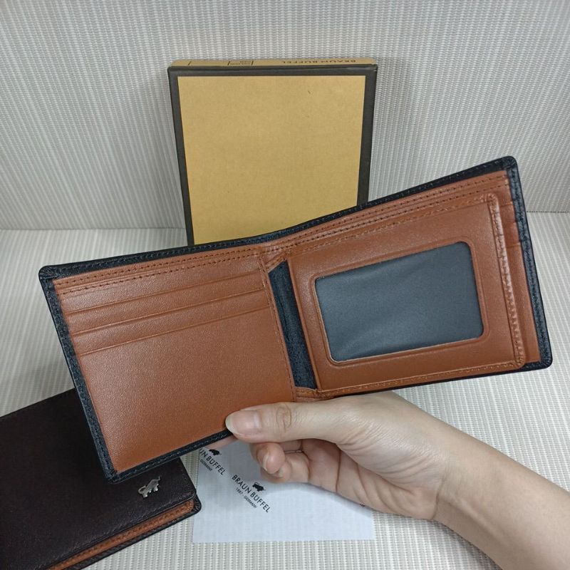 Dompet lipat pria logo besi kulit sapi asli