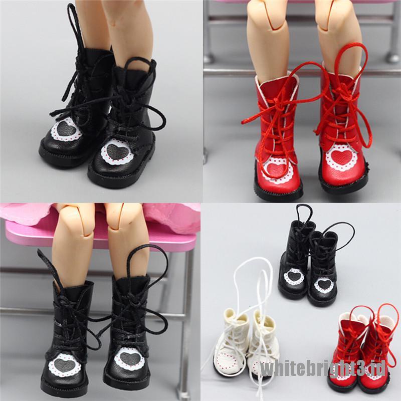 (white3) 1 Pasang Sepatu Boots Bahan Kulit PU Untuk Boneka BJD 1 / 8 Blythe Licca Jb