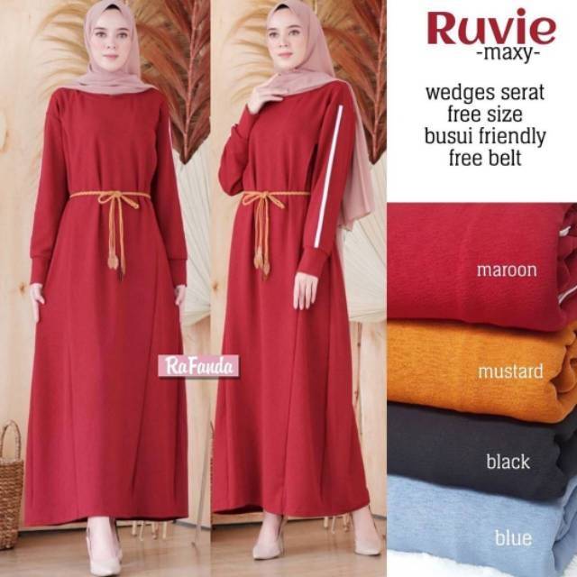 Ruvie Maxy, GAMIS WANITA MUSLIM FIT XL-XXXXL LD 110-140 BAHAN WEDGES SERAT BUSUI FRIENDLY TERJUMBO TERMURAH OOTD