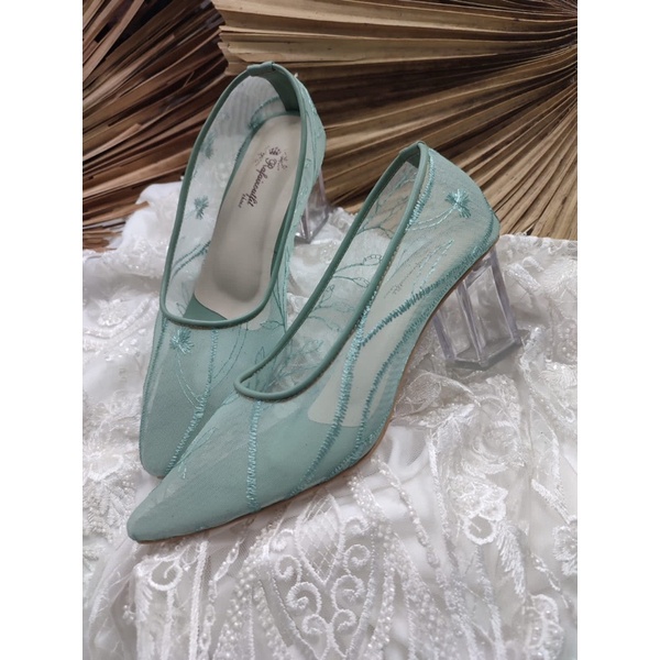 sepatu Rafaizoutfit sage green kalia sepatu wanita sepatu wedding tinggi 7cm kaca