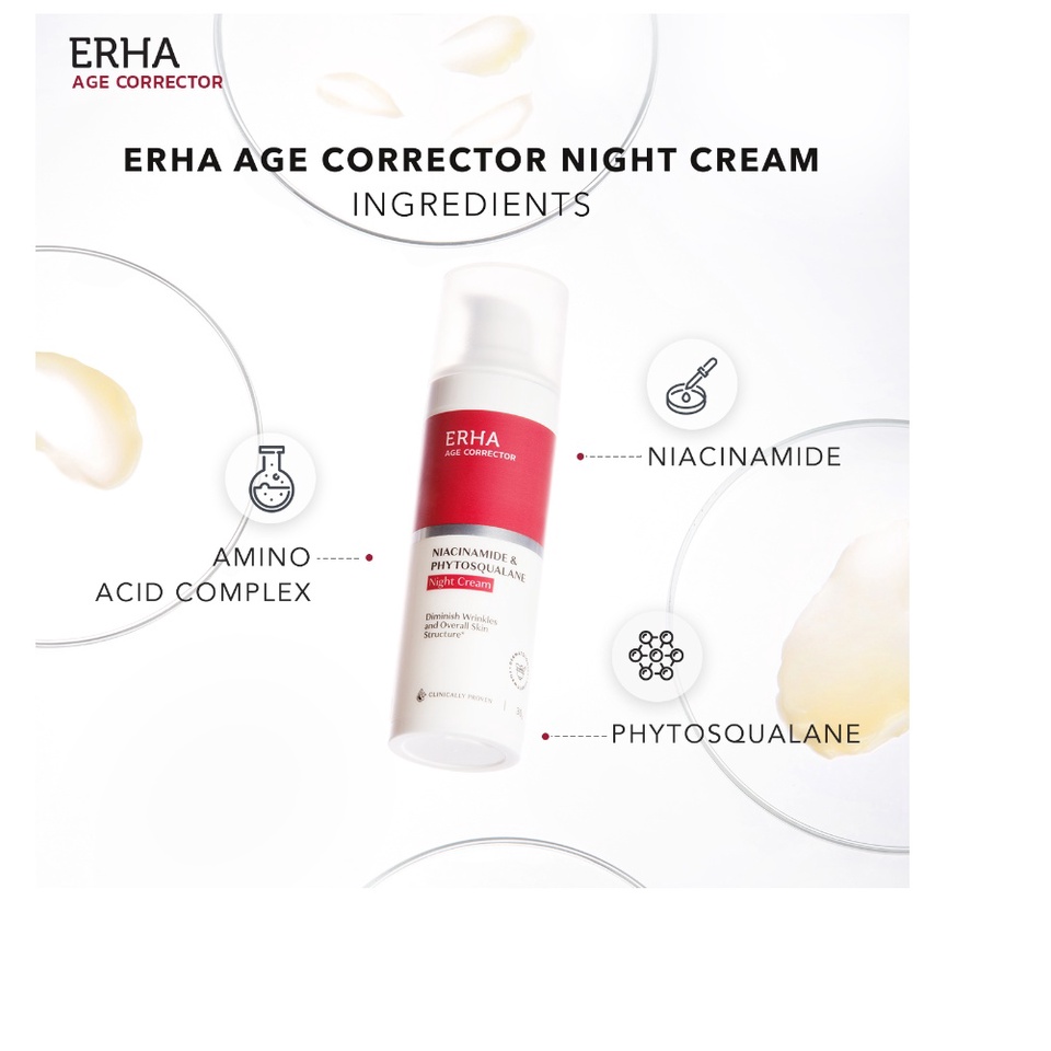 CS--ERHA Age Corrector Niacinamide &amp; Phytosqualane Night Cream 30g - Krim Malam