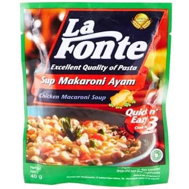 

PASTA-ANEKA- LA FONTE MAKARONI RASA SUP AYAM 40GRAM -ANEKA-PASTA.