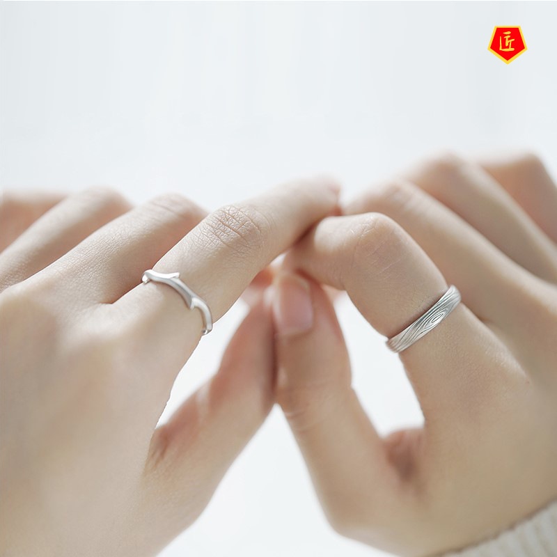 [Ready Stock]S925 Silver Couple Ring Ins Special-Interest Design