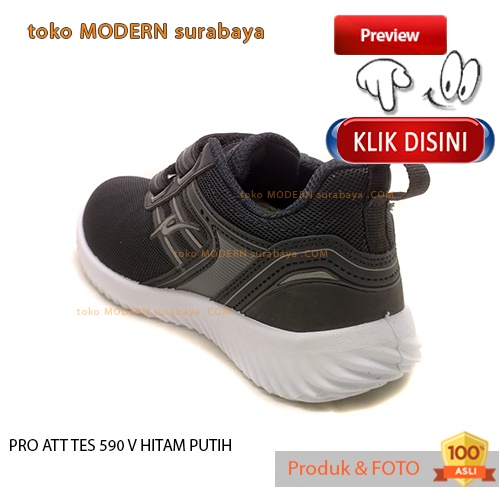 PRO ATT TES 590 V HITAM PUTIH sepatu anak sekolah sneakers kets velcro