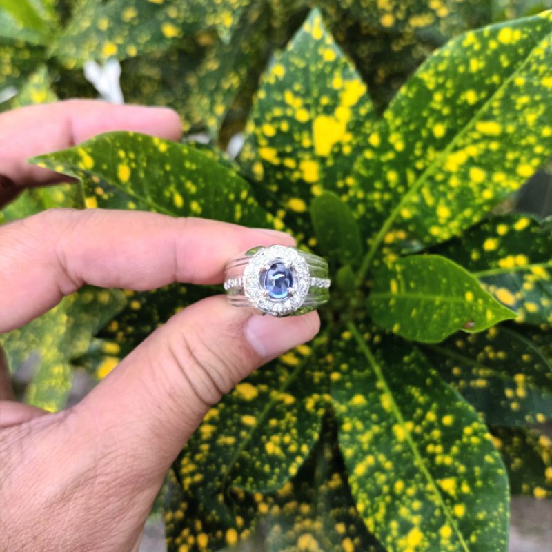 Blue Safir Tanzania Ring Perak Home Made 2