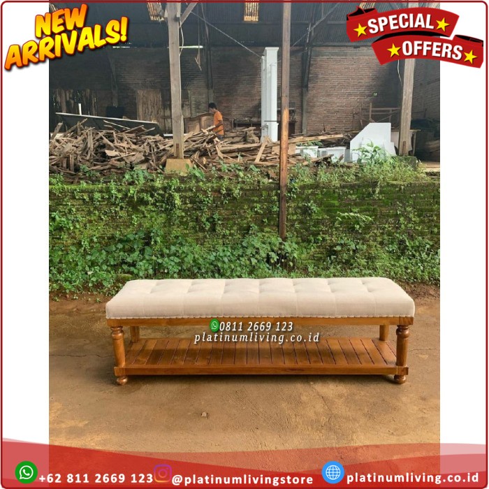 Bangku Santai Jati, Stool Sofa Jati, Beside Bench Jati, Sofa Malas 180 Platinumliving Furniture Indo