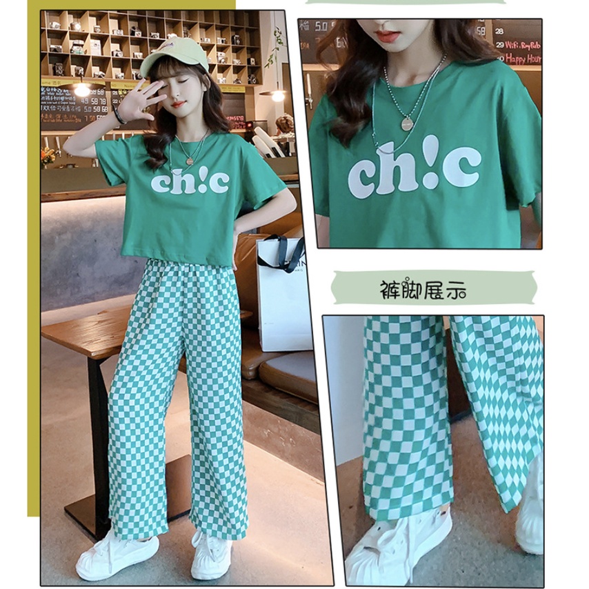 babyfit baju CHIC LINE blus atasan crop top dengan celana panjang import baju anak abg sr-813