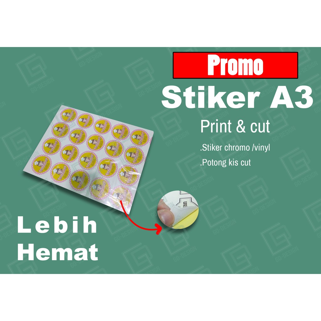 

CETAK STIKER LABEL KEMASAN, LABEL MAKANAN A3 CHROMO + CUTING A3