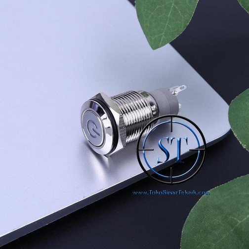 16mm BLUE Switch Power LED Self Locking Saklar Stainless Waterproof