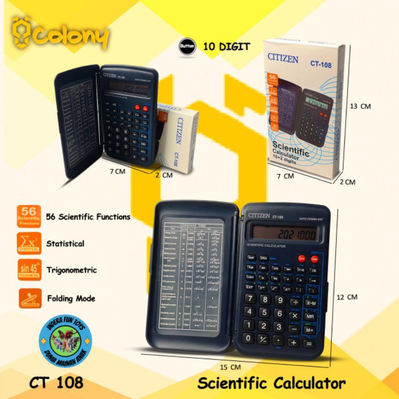 

Citizen CT108 Kalkulator Scientific Calculator Belajar Sekolah Mini Saku Kecil 10 Digit Murah Bagus Awet Asli Ori Original Digital Saintifik Fisika Matematika