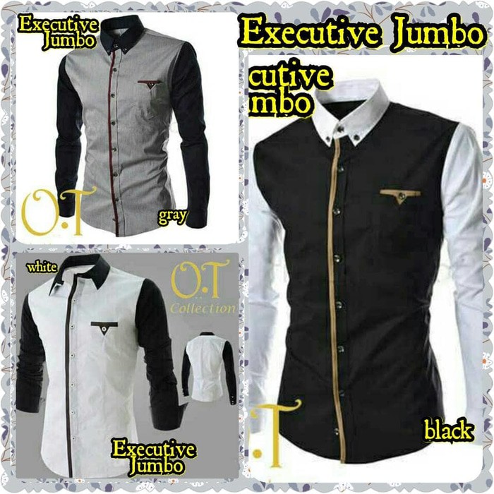 Baju pakaian Kemeja pria cowok slimfit outerwear murah terbaru modern trendy Jumbo Executive Man