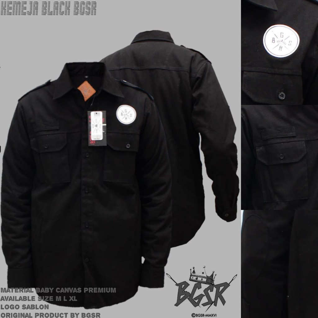 Kemeja Tactikal Kanvas BGSR Original - Hijau Army