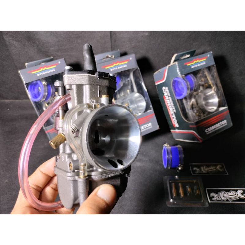 Karbu Karburator PWK 34 Moto Master Black Setingan Mudah Bonus Manipol dan pj mj  KARBURATOR PWK MOT