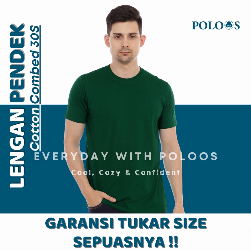 Baju Kaos Polos Pria Lengan Pendek Hijau Botol
