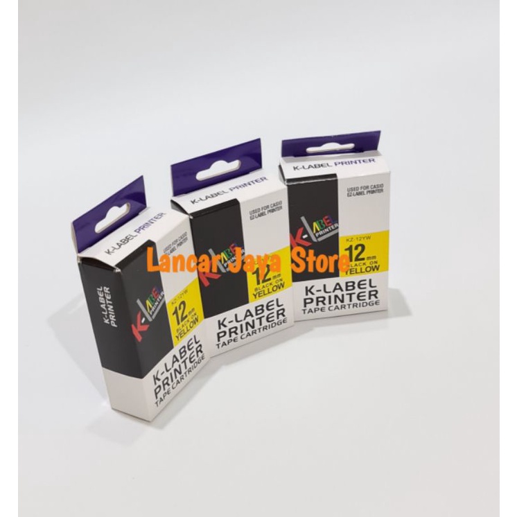 Ez-Label Printer Black Ink Yellow KZ-12YW1/Label It 12mm