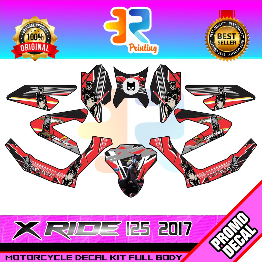 STRIPING STIKER DECAL MOTOR X RIDE 125 2017 CAT WOMAN STICKER LOGO EMBLEM XRIDE FULL BODY